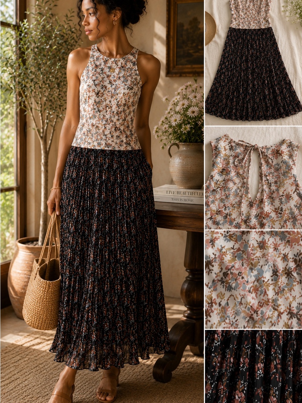 Foxiedox Floral Dress in Pink, Blue and Brown